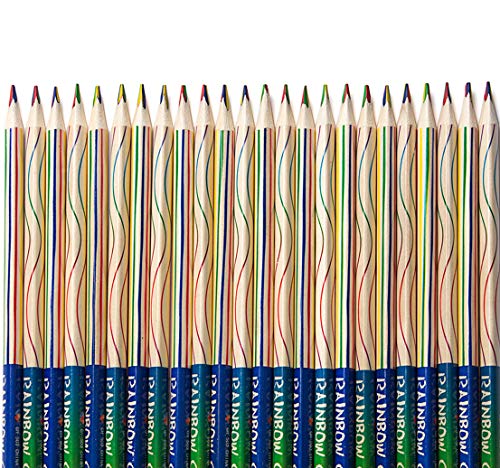 Product Cover ThEast 30 PCS Rainbow Color Pencils 4-in-1 Color Pencils Assorted Colors for Art Drawing, Coloring, Sketching,Pencils For Drawing Stationery (Rainbow color 30PCS)