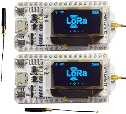 Product Cover 2Sets 868MHz-915MHz SX1276 ESP32 WiFi Bluetooth LoRa Module Development Board with 0.96 OLED Display & Antenna Transceiver IOT for Arduino LoraWan Internet of Thing WIshioT