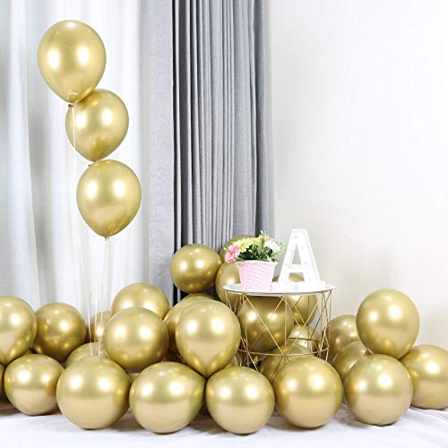Product Cover Metallic Gold Balloons 12 inch 50pcs Party Balloons Birthday Helium Balloon Chrome Latex Balloons