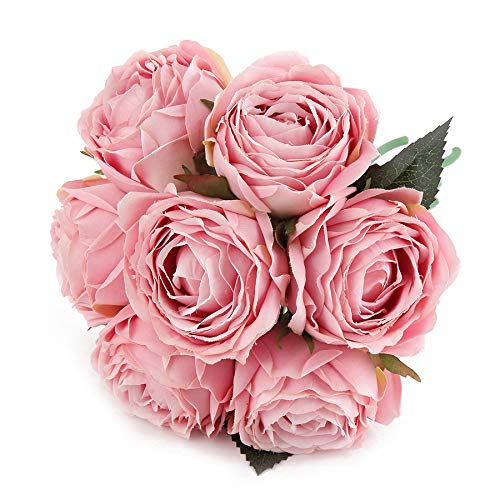 Product Cover Kimura's Cabin Artificial Flowers Fake Silk Rose Flower Bouquet Floral Plants Decor for Home Garden Wedding Party Decor Decoration (Light Pink)