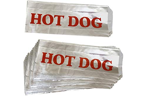Product Cover Printed Foil Hot Dog Bags - 50 Pack - Silver Red by Outside the Box Papers