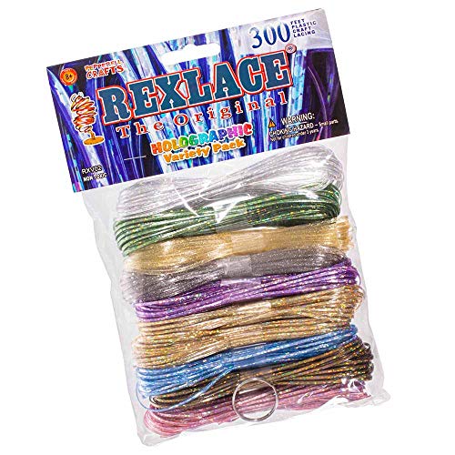 Product Cover Rexlace Variety Pack - Holographic Core Colors - 300 Feet Plastic Craft Lacing