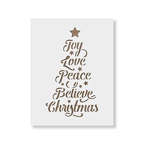 Product Cover Christmas Tree Words Stencil - Durable Mylar Christmas Stencils Made in USA