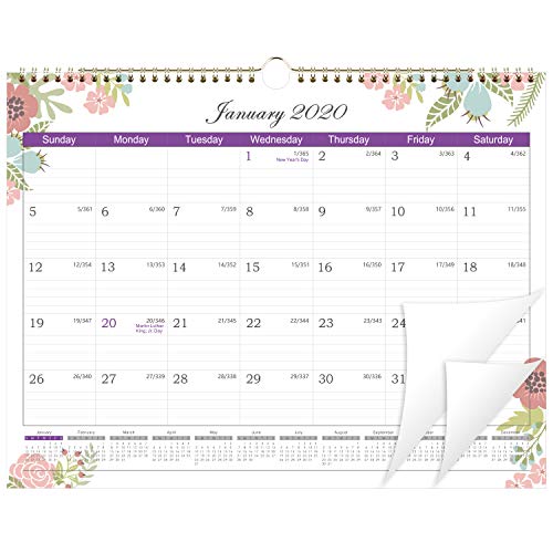 Product Cover 2020 Calendar - Wall Calendar with Julian Date, Thick Paper Perfect for Organizing & Planning, Ruled Blocks, 15 x 11.5 Inches, Sturdy Gold Wirebound - Lemome