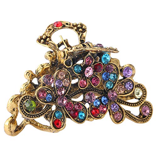 Product Cover Fashion Vintage Rhinestone Metal Alloy Fancy Hair Claw Jaw Clips Pins - Retro Chic Hair Updo Grip Hair Catch Barrette Hair Accessories for Women (Colourful)