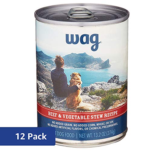 Product Cover Amazon Brand - Wag Wet Canned Dog Food, Beef & Vegetable Stew Recipe, 13.2 oz Can (Pack of 12)