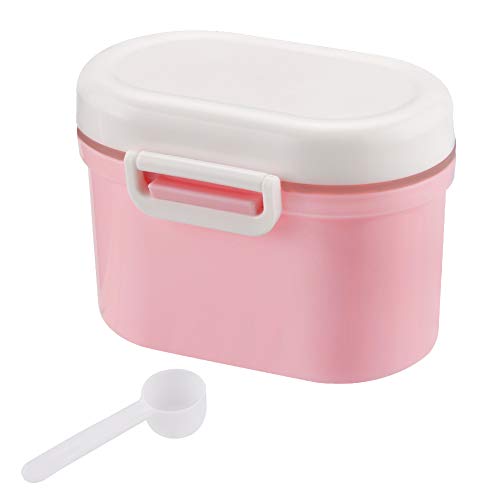 Product Cover Portable Formula Dispenser with Scoop by Accmor, BPA Free Milk Powder Container, Food Storage, Candy Fruit Box, Snack Containers, for Infant Toddler Children Travel (Pink)