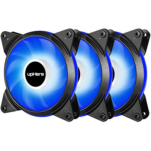 Product Cover upHere 3-Pack 120mm 3-Pin High Airflow Quiet Edition Blue LED Case Fan for PC Cases, CPU Coolers, and Radiators T3BE3-3