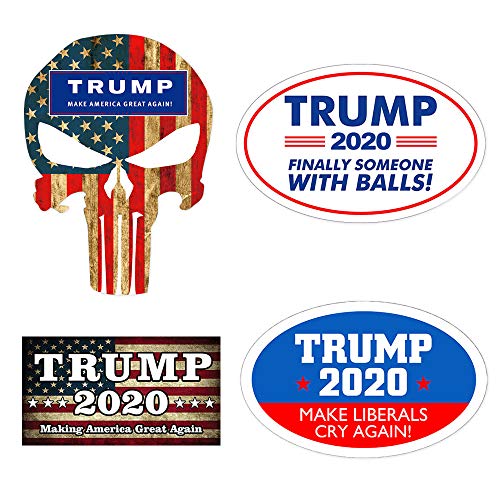 Product Cover HNHUAMING 4Pcs Donald Trump 2020 President Election Patriotic Bumper Sticker Car Auto Decal Keep America Great Again/Make Liberals Cry Again