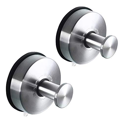 Product Cover JOMOLA 2PCS Bathroom Towel Hook Suction Cup Holder Utility Shower Hooks Hanger for Towel Storage Kitchen Utensil Stainless Steel Vacuum Suction Cup Hooks Brushed Finish