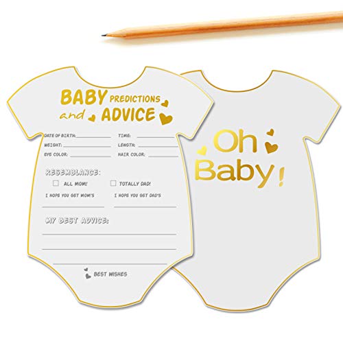 Product Cover yuzi-n 50 Advice and Prediction Cards for Baby Shower Game,Gender Neutral Boy or Girl,Fun Baby Shower Games Favors,New Parent Message Advice Book,New Mom & Dad Card or Mommy & Daddy to Be - 5x6inch