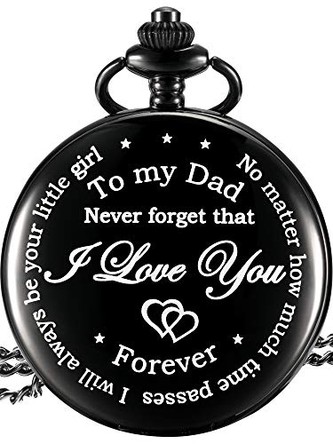 Product Cover Dad Gift from Daughter to Father Engraved Pocket Watch - No Matter How Much Time Passes, I Will Always Be Your Little Girl (Black)