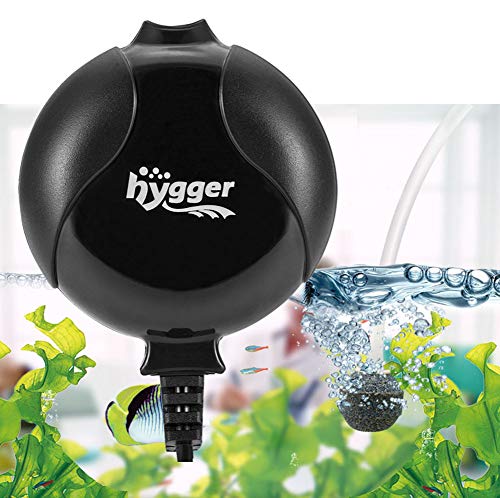Product Cover Hygger Quiet Mini Air Pump for Aquarium 1.5 Watt Oxygen Fish Air Pump for 1-15 Gallon Fish Tank with Accessories Black