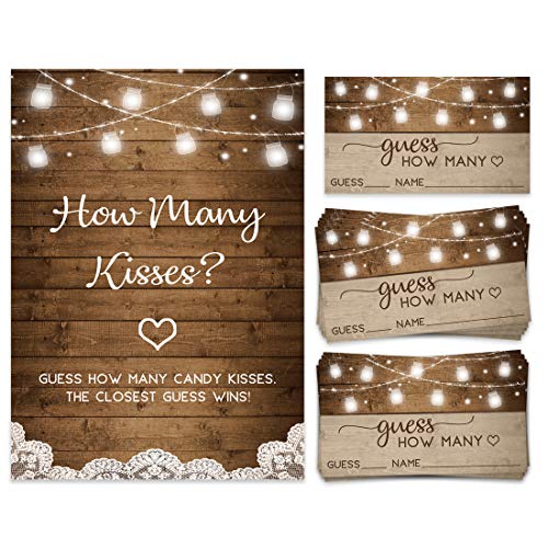 Product Cover How Many Kisses, Candy Jar Guessing Game, 50 Cards and Matching Sign, Bridal Shower Activity and Game