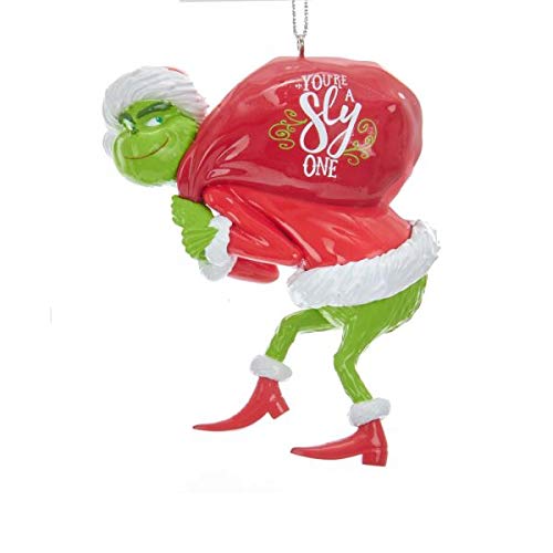 Product Cover Johnson Smith Co. - Kurt S Adler INC Grinch with Red Sack Christmas Tree Ornament - Dr Suess Holiday Decoration