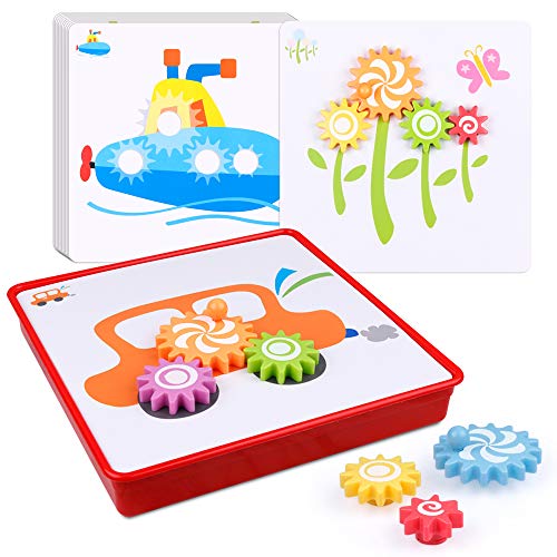 Product Cover D-FantiX Gear Toys for Kids, Spinning Gear Puzzle Board Games Set Peg Puzzles Cog Fine Motor Skill Toys for Toddlers Stem Preschool Learning Educational Toys