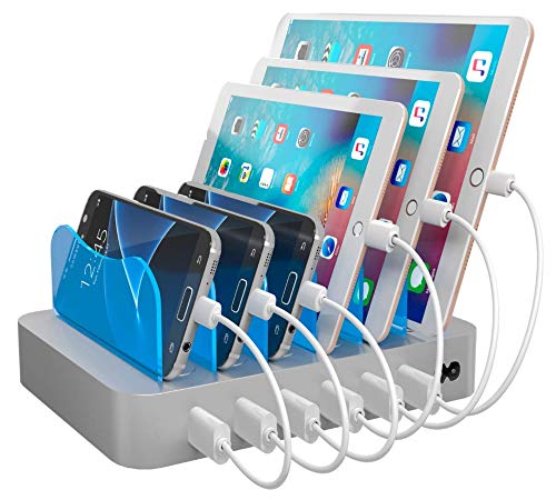 Product Cover Hercules Tuff Charging Station for Multiple Devices - use for Phones, Tablets, lpad, Kindle Fire, E Reader, or Other Electronic Devices - 6 Cables Included