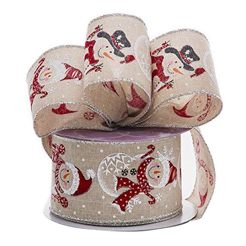 Product Cover Christmas Snowman Wired Edge Ribbon - 2 1/2