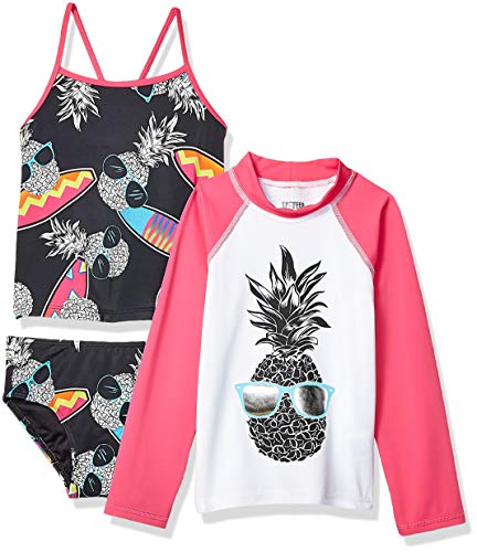 Product Cover Amazon Brand - Spotted Zebra Girl's Toddler & Kids 3-Piece Swim Set with Rashguard and Tankini