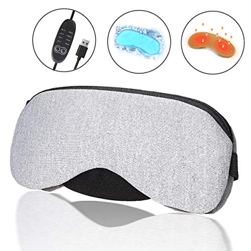 Product Cover Portable Cold and Hot USB Heated Steam Eye Mask + Reusable Ice Gels for Sleeping, Eye Puffiness, Dry Eye, Tired Eyes, and Eye Bag with Time and Temperature Control, Best Mother's Day Gift