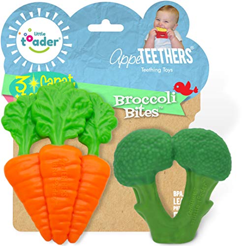 Product Cover Little Toader - Baby Teether Toys - Appe-TEETHERS Broccoli teether and Carrot teether - for Teething Infants and Toddlers (Newborn and 3+ Month)