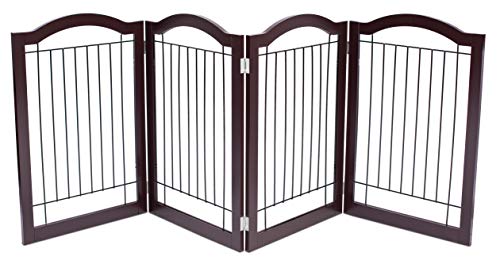 Product Cover Internet's Best Wire Dog Gate with Arched Top - 4 Panel - 30 Inch Tall Pet Puppy Safety Fence - Fully Assembled - Durable Wooden - Folding Z Shape Indoor Doorway Hall Stairs Free Standing - Espresso