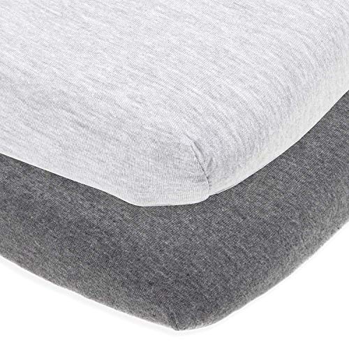 Product Cover Cuddly Cubs Bassinet Sheets Set Easy to Put On Arms Reach Versatile, Chicco Lullago, Halo bassinest and Many Other Oval, Rectangle Shape Bassinet Pads | 100% Jersey Knit Cotton | Heather Grey