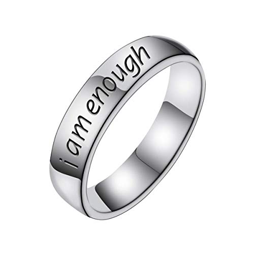 Product Cover Cozylkx I Am Enough Stainless Steel Awareness Ring Inspiration Jewelry Suicide Depression