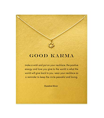 Product Cover Baydurcan Friendship Anchor Compass Necklace Good Luck Elephant Pendant Chain Necklace with Message Card Gift Card ... (Gold Flower)