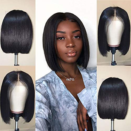Product Cover Jaja Hair Short Bob Wigs Human Hair Lace Front Wigs For Black Women Brazilian Virgin Hair Straight Bob Wigs Remy Hair Wigs 14 Inches