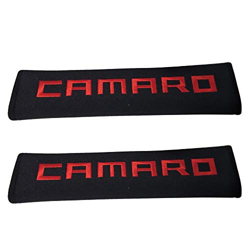 Product Cover Tangpot 2pcs Car Accessories Red Camaro Logo Car Seat Belt Cover Fit for Camaro Enthusiast