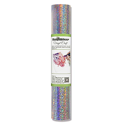 Product Cover TECKWRAP Holographic Sparkle Adhesive Craft Vinyl,1ftx5ft,Silver