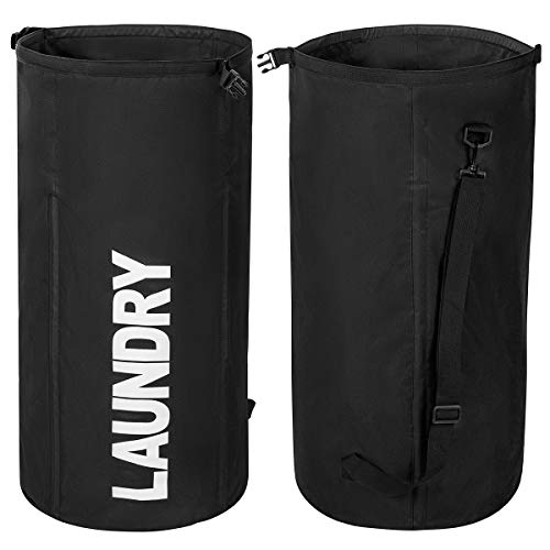 Product Cover WOWLIVE Extra Large Foldable Laundry Hamper Durable Laundry Basket Collapsible Laundry Bag Backpack Dirty Clothes Hamper Standing Waterproof Hamper for Laundry (Black)
