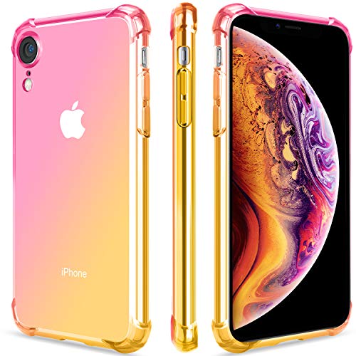 Product Cover SALAWAT for iPhone Xr Case, Clear iPhone Xr Case Cute Gradient Slim Anti Scratch TPU Phone Case Cover Reinforced Corners Shockproof Protective Case for iPhone Xr 6.1inch (Pink Gold)