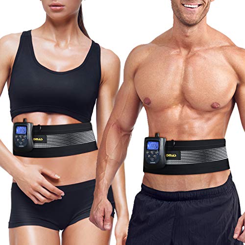 Product Cover DOMAS EMS AB Muscle Stimulator Belt, Adjustable Electronic Muscle Toning Waist Trainer, 8 Massage Modes for Improvement of Muscle Tone Firmer Muscles, Fitness Belt for Women & Men