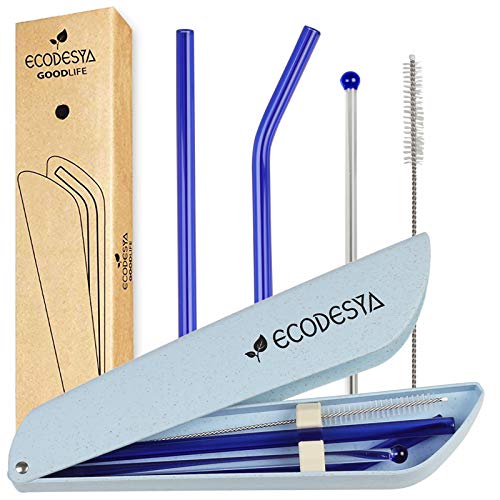 Product Cover Ecodesya Reusable Straws - These Glass Straws Are Produced as Reusuable Drinking Straws For Your Health.This Eco Friendly Glass Straws Will Now Require Zero Waste.Measuring 200mm x 8mm (blue)