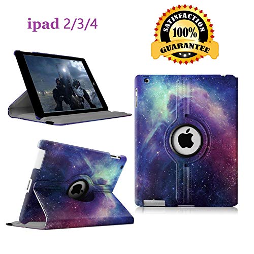 Product Cover Newraturner iPad 2/3/4 Case - 360 Degree Rotating Stand Smart Case Protective Cover with Auto Wake Up/Sleep Feature for Apple iPad 4, iPad 3 & iPad 2 (Galaxy)