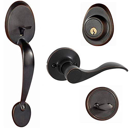 Product Cover Dorence - Heavy Duty Single Cylinder Handleset Front Door Lock with Wave Style Lever Handle, Fully Reversible Interior Lever - Fits Both Right Handed and Left Handed Doors (Oil Rubbed Bronze)