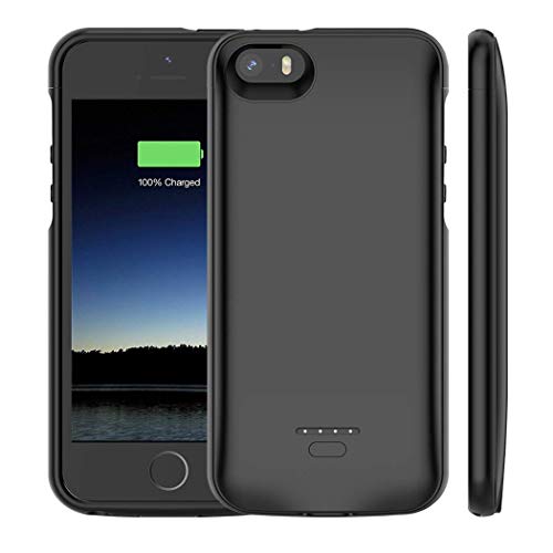 Product Cover iPhone 5 /5S /SE Battery Case, Euhan 4000mAh Rechargeable Portable Power Charging Case iPhone 5 5S SE Extended Battery Pack Charger Case Ultra Thin -Black [ Not Compatible iPhone 5C ]