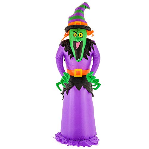 Product Cover Halloween Haunters Giant 8 Foot Inflatable Scary Purple Green Witch LED Lights Indoor Outdoor Yard Lawn Prop Decoration - Wicked Blow Up Haunted House Party Display