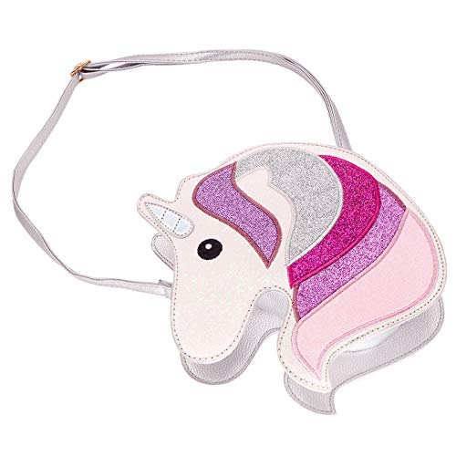 Product Cover HDE 3D Glitter Unicorn Crossbody Purse Bag for Teens Girls Women Novelty Handbag (Silver Unicorn)