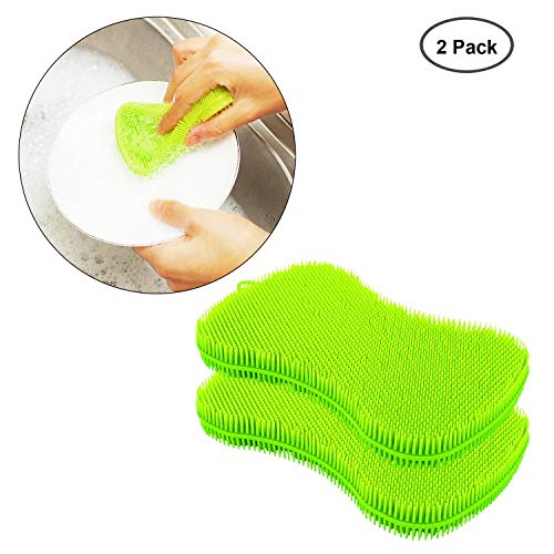 Product Cover Silicone Dish Sponge,Kitchen Sponges,Dish Washing Brush Sponge Brush Accessories-Cleaning Sponge Tools(2pcs)