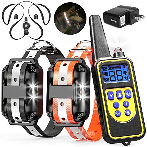Product Cover Veckle Dog Training Collar, 2600ft Rechargeable Shock Collar for 2 Dogs Waterproof Dog Shock Collar with Remote, LED Light, Beep, Charger, Vibration Dog Electronic Collar for Large and Medium Dogs