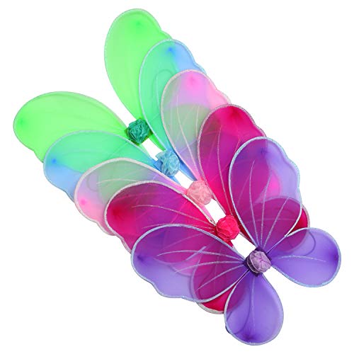 Product Cover Fedio Girls Fairy Wings 5 Pack Princess Butterfly Costume Wings Set for Kids Dress up Birthday Party(Ages 3-6 Years) (Fairy Wings(5Pack))