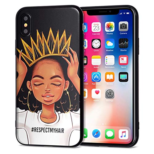 Product Cover iPhone Xs Case iPhone X Case African American Afro Girls Women Slim Fit Shockproof Bumper Cell Phone Accessories Thin Soft Black TPU Protective Apple iPhone Xs Cases (09)