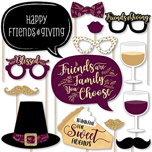 Product Cover Big Dot of Happiness Elegant Thankful for Friends - Friendsgiving Thanksgiving Party Photo Booth Props Kit - 20 Count
