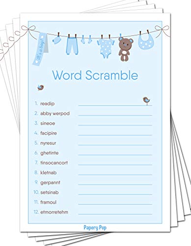 Product Cover Baby Word Scramble Game Cards (Pack of 50) - Baby Shower Games Ideas for Boy - Party Activities Supplies