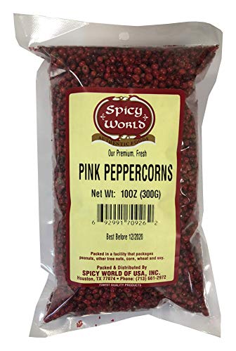 Product Cover Pink Peppercorns 10 oz - Premium Whole Pepper - NON GMO & Steam Sterilized - by Spicy World