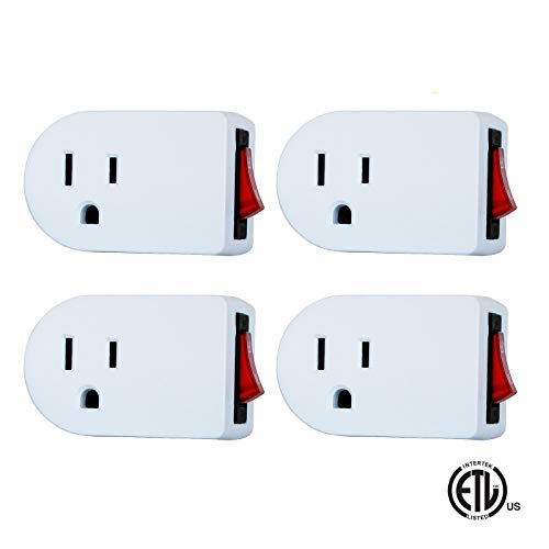 Product Cover 4-Pack Luxtronic White Grounded On/Off Power Switch with Red Light ETL (4)