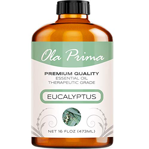 Product Cover Ola Prima Eucalyptus, 16Oz: 16Oz - Premium Quality Eucalyptus Essential Oil (16 Ounce With Dropper) Therapeutic Grade Eucalyptus Oil